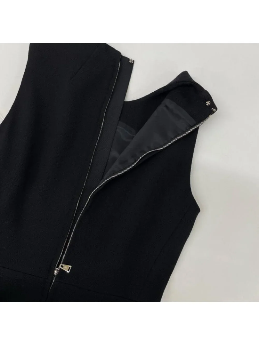 Louis Vuitton Black Wool Blend Sleeveless Flare Dress 34
